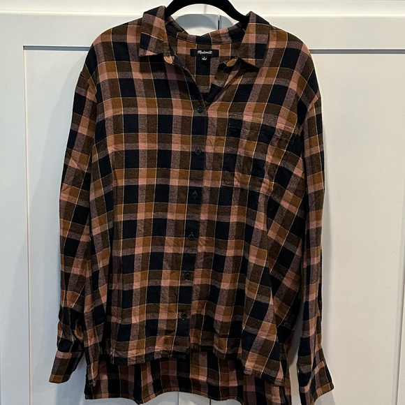Like New Madewell Flannel Oversized Ex-Boyfriend Shirt in Gideon Plaid, L - Picture 12 of 12